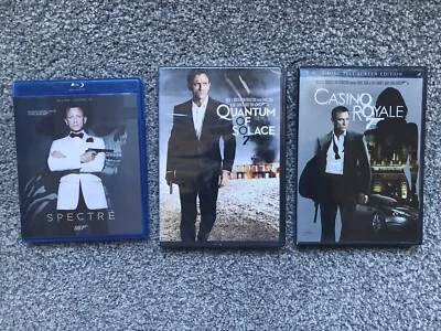 3 James Bond Dvds  Spectre Is Blu-Ray  Quantum Of Solace New & Casino Royal VG - Image 1 of 4