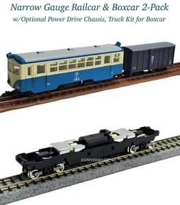 HOn30/HOe Tomytec Nekoya Narrow Gauge DMU Railcar & Boxcar 2-Pack w/Power Drive - Picture 1 of 21