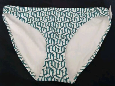 New TOMMY HILFIGER Ladies Green White Logo Detail Stretchy Bikini Bottoms UK S - Image 1 of 4