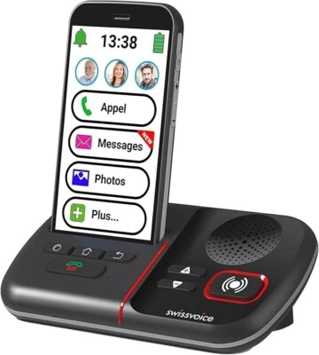 Swissvoice C50s Smartphone mit Ladestation, Big Button, SOS - Schwarz (N) - Bild 1 von 4