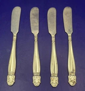 4 esparcidores de mantequilla International Danish Princess 1938 plateados 6 1/4" - Imagen 1 de 3