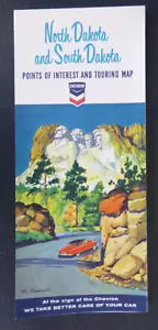 1963 North South Dakota road map Chevron oil gas Mount Rushmore - Picture 1 of 4