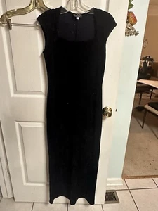 90s Onyx Nite Chaitin Maxi Dark Blue Black Dress Med 10 Stretch Glitter Y2K - Picture 1 of 11