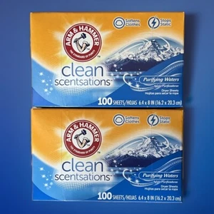 Arm And Hammer Dryer Sheets Scented Purifying Waters 1 Lot 2 Boxes is 200 Count - Picture 1 of 3
