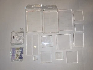 Lot of 17 Clear Acrylic Stamp Blocks - Different Sizes for Rubber Stamps - Picture 1 of 2