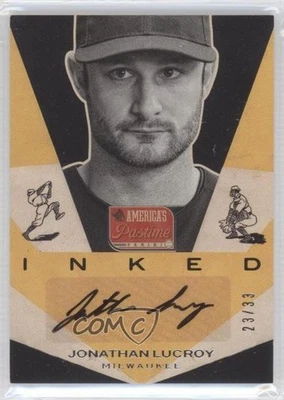 2013 Panini America's Pastime Inked /33 Jonathan Lucroy #I-JL Auto - Image 1 of 2