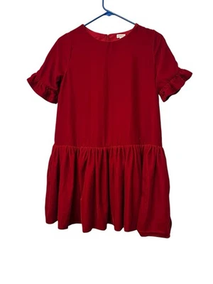 Gymboree 圣诞假日褶皱天鹅绒红色连衣裙女孩 14 码 — 第 1/3 张图片