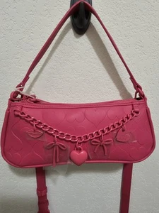 Betsey Johnson Pink Heart Chain Strap Shoulder Bag - Picture 1 of 4