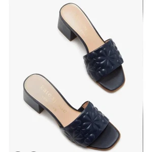 Kate Spade Blue Mules Emmie Mid Slide Sandals Size 11B Leather - Bild 1 von 12