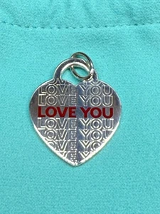 NEW Tiffany & Co. Sterling Silver Red Enamel LOVE YOU Heart Large Charm Pendant - Picture 1 of 2
