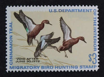 CKStamps: US Federal Duck Stamps Collection Scott#RW38 $3 Mint OG Light Gum Bend - Image 1 of 2