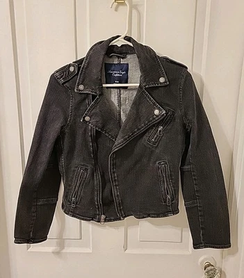 Винтажный American Eagle Outfitters женщин Juniors M-32» ассиметричный молнии Moto куртка  - Изображение 1 из 4