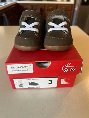Zapatilla deportiva See Kai Run Connor Baby talla 3 gancho ancho y lazo marrón nueva Foto 1 de 4