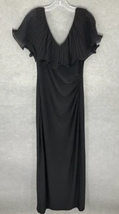 Lauren Ralph Lauren Kleid Damen Gr. 10 schwarz formell V-Ausschnitt Rüschen Reißverschluss Maxi - Bild 1 von 15