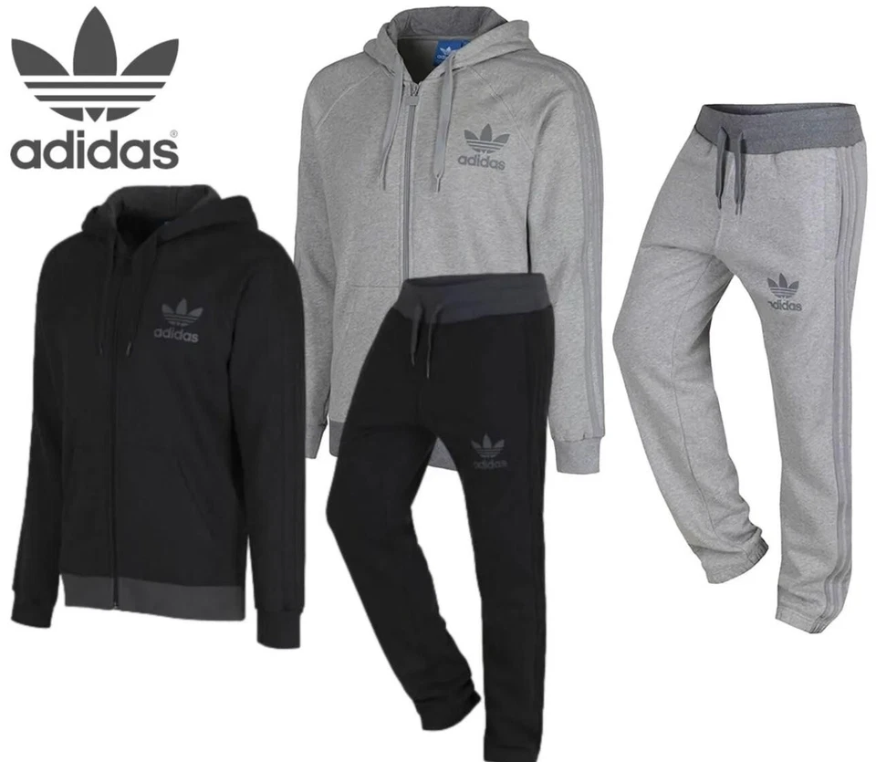 Mens Adidas SPO Full Tracksuit Set Black & Grey - Image 1 of 4