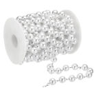 16 Feet Faux Pearl Beading Chain, 10mm Brass Chain Link Style 1, Silver