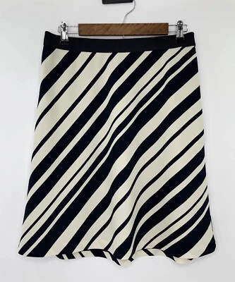 Falda informal forrada frente plano línea A rayas negras blancas Ann Taylor para mujer 10 Foto 1 de 4