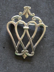 Spilla spilla vintage argento marcata gioielli ebraici Luckenbooth - Foto 1 di 4