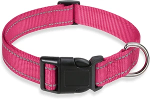Dog Collar Adjustable Safety Nylon Collars for Small Medium Large Dogs Pink S - Picture 1 of 12