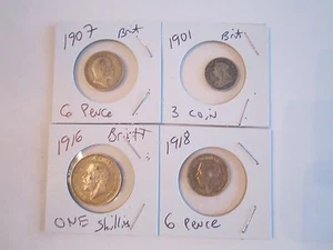 8 BRITISH SILVER COINS (1901-1942) SEE PICS & DESCRIPTIONS - OFC - RC-LOT 4 - Picture 1 of 12