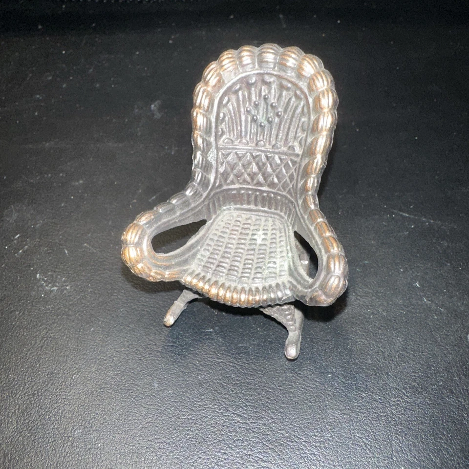 Vintage Miniature DollHouse Furniture Rocking Chair Die Cast Copper Metal Durham - Image 1 of 4