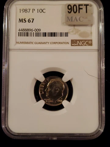 1987-P ROOSEVELT DIME NGC MAC MS67 90FT Cover