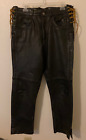 Highway One Mens Black Leather Motorcycle Riding Pants w Lace Up Sides 34 X 29