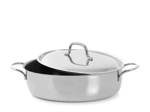 Oval Stainless Steel Casserole with 2 Handles and Lid 32 cm - Picture 1 of 3
