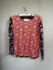 Cino Womens Top Two Tone Paisley Floral Long Sleeve Tee T-Shirt Multicolor Small