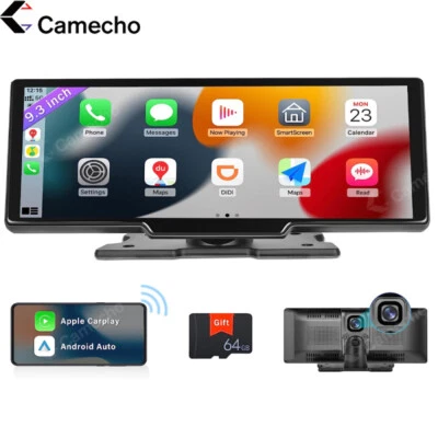 9.3'' Touch Screen 2K Car Portable Wireless Apple CarPlay Android Auto Radio FM - Image 1 of 4