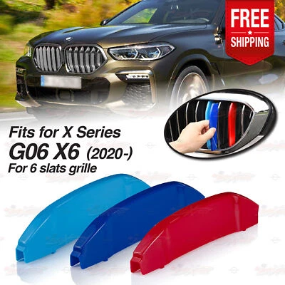 M-Sport 6 Slats Kidney Grill Grille 3 Color Cover Clips for BMW X6 G06 2020-2024 - Image 1 of 4
