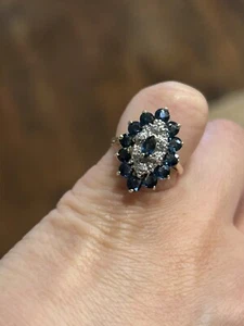 Anillo Pinky Vintage Oro Amarillo 10k Zafiro ND - Imagen 1 de 11