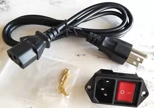 1Pcs IEC320 C14 ACPower Cord Inlet Socket With Rocker Switch250V 10A+1meter cord - Picture 1 of 5