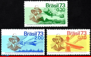 1295-97 BRAZIL 1973 SANTOS DUMONT, 14-BIS PLANE AVIATION MI# 1379-81 C-792-4 MNH - Picture 1 of 2