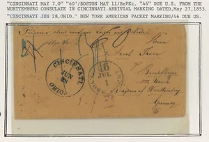 142) 1860, TRANSATLANTIC SHIP, CINCINNATI TO GERMANY, VIA NEW YORK - Imagen 1 de 1