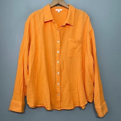 Camisa Maurices Gasa Talla XXL Abotonada Informal Naranja Brillante Dopamina Lagenlook Foto 1 de 4