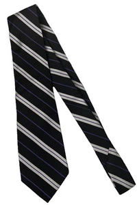 Vintage Lauren Ralph Lauren Tie Green Label Black White Purple Striped 3.0”x59” - Picture 1 of 6