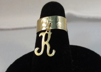 14KT Gold EP Gehämmerte Lang Initialen K Zehen Ring - Bild 1 von 2