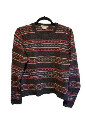 Royal Robbins Para Mujer Westlands Fairisle Crew Gris Rayas 100% Lana de Cordero Talla L Foto 1 de 4