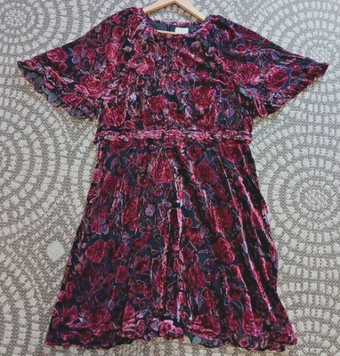 SALT Designer Dress XXL Pink Floral Burn Out Velvet NEW Ruffle Rose Romantic - Image 1 of 4