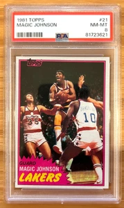 1981 Topps Magic Johnson Solo Rookie Card RC #21 PSA 8 Mint Lakers Basketball - Picture 1 of 2