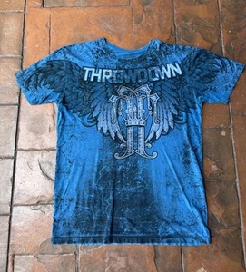 Y2K Throwdown Premium T Shirt XL Grunge Skater Affliction MMA Style - Picture 1 of 6
