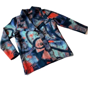 Chaqueta cárdigan chaqueta chaquetón de lana vintage arte abstracto para usar - Imagen 1 de 10