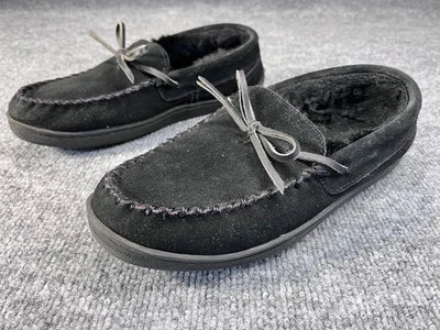 Zapatillas My Pillow para mujer mocasines de cuero negro espuma viscoelástica interior/exterior - talla 8 Foto 1 de 4