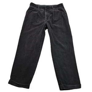 Pantalones de pana George para hombre 36x30 negros plisados pierna recta puños anchos ballena - Imagen 1 de 13