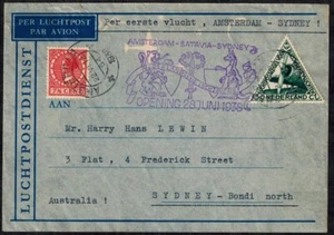 Netherlands 1938 First Flight Cover w/PURPLE CACHET & SC 174 & C10 - Picture 1 of 4