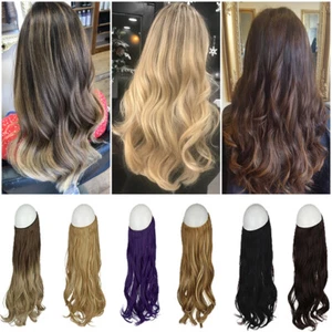 Fischschnur Stirnband langes Haarteil unsichtbar Draht Haarverlängerungen Frauen Party USA - Bild 1 von 25