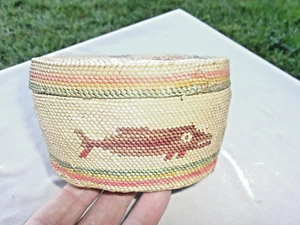 NORTHWEST COAST LIDDED BASKET--TOURIST TRADE ERA - Picture 1 of 8