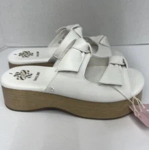 Sam & Libby Platform Size 9 Sandals Indie White Double Bow Slip On NWT - Picture 1 of 1