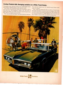 1968 Pontiac Firebird 400 Wide-Track Vintage Print Ad - Ephemera Full Page Color - Bild 1 von 1